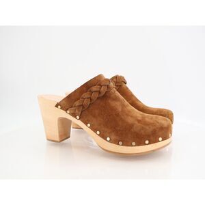 Loeffler Randall Merrill Braided Cognac Leather Platform Heel Clogs Size 11.5